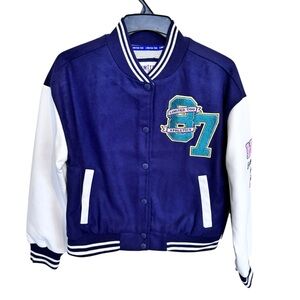 Limited Too Junior Varsity Jacket Faux Leather Sleeves Bomber Size M (10)